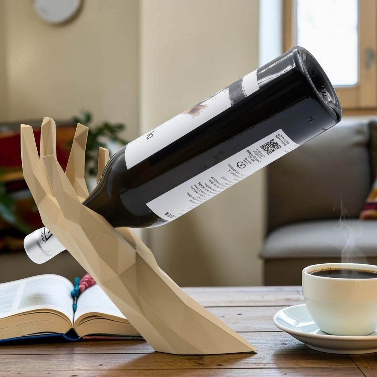 Suport pentru sticla de vin, model geometric