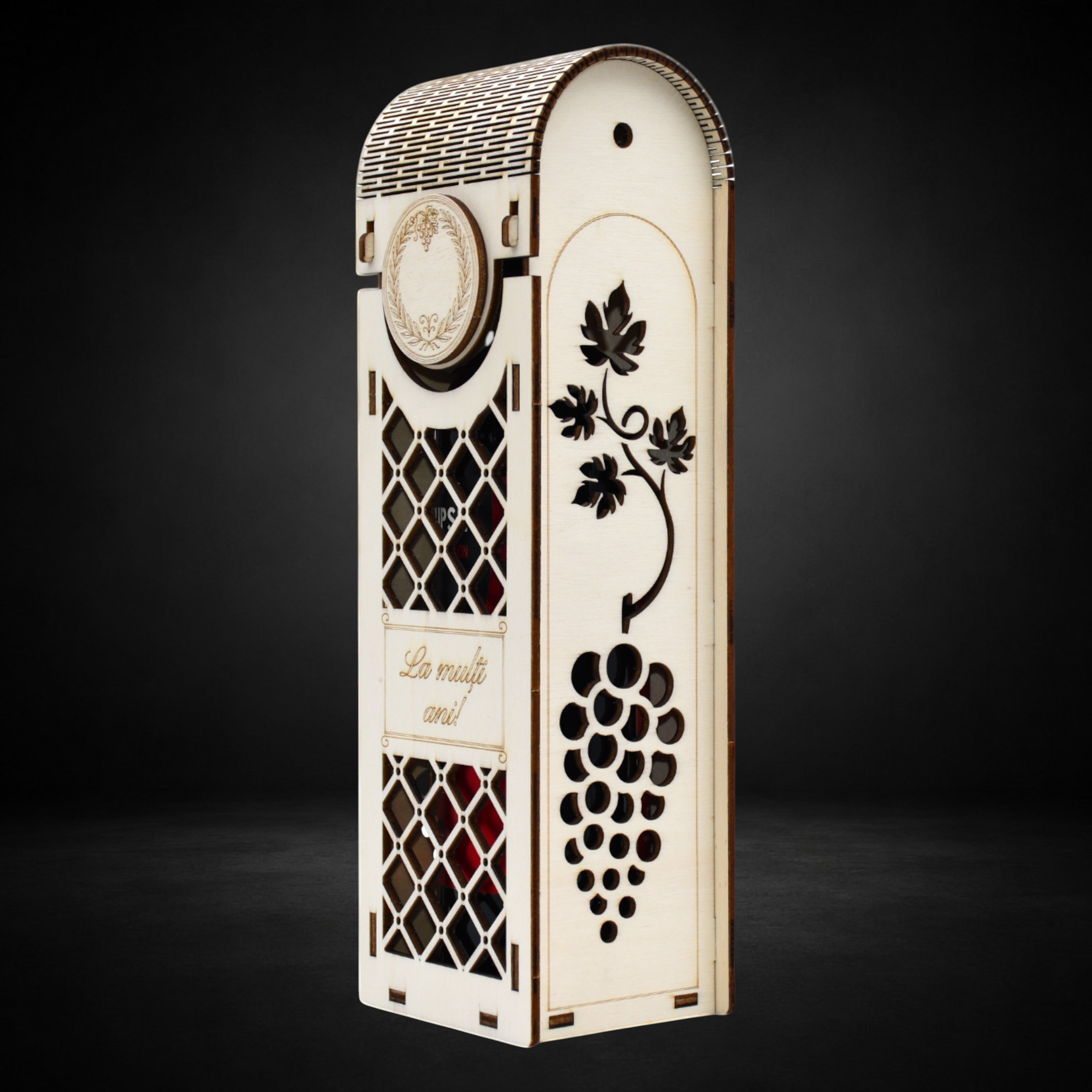 Cutie Lemn Decorativă pentru Sticlă de Vin