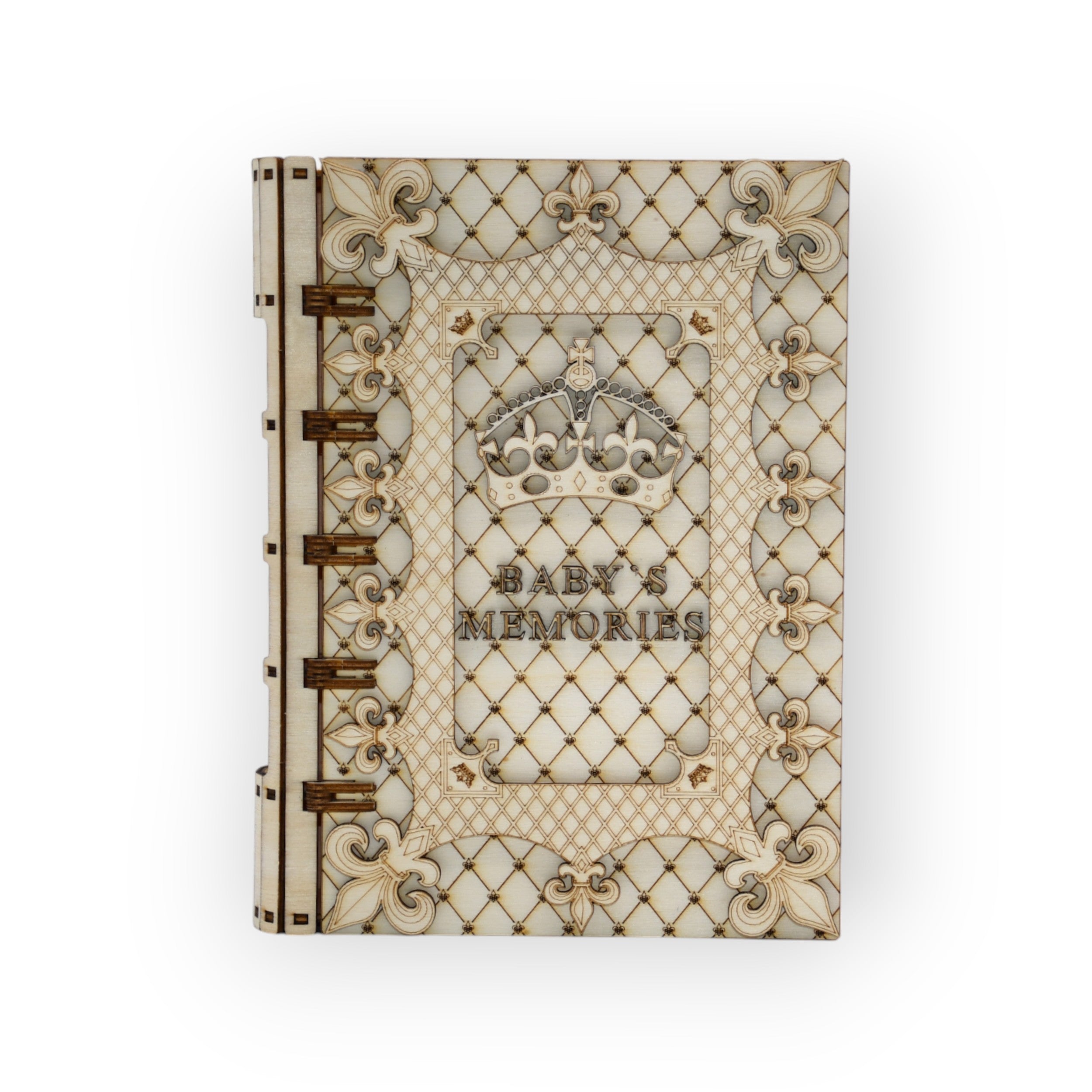 „Cutie amintiri bebeluș Baby’s Memories din lemn, personalizabilă, vedere frontală”