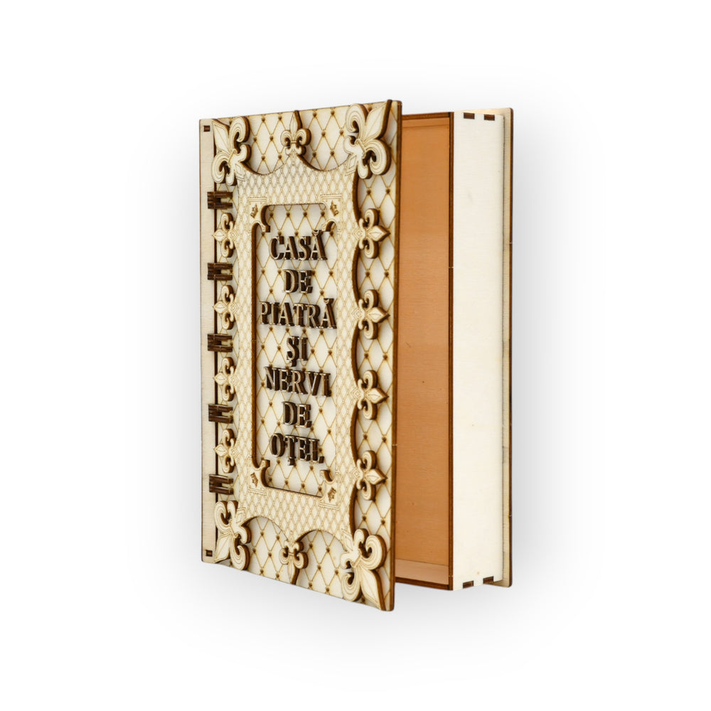 vedere deschisă cutie decorativă din lemn cu interior spațios