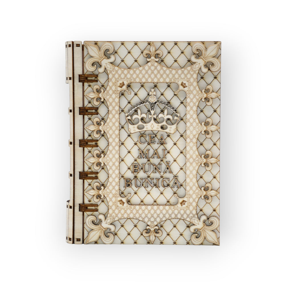 cutie cadou lemn gravată cea mai bună bunică – vedere frontală