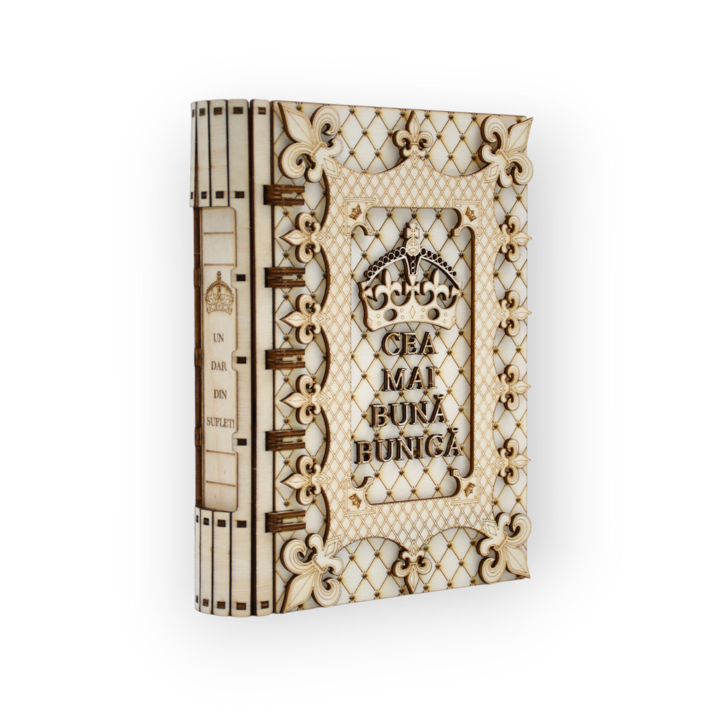 cutie tip carte pentru bunica – vedere laterală unghi oblic