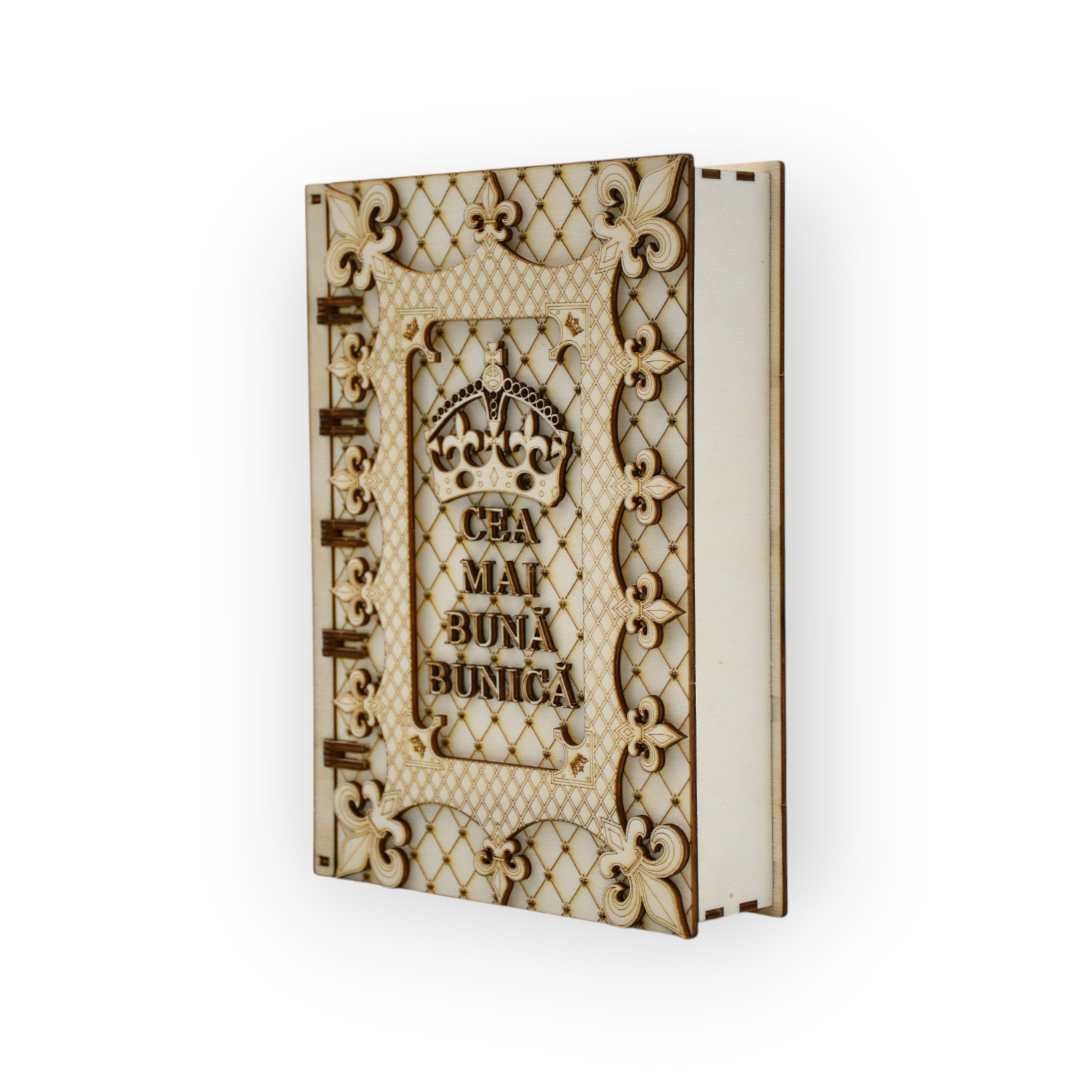 cutie personalizată din lemn pentru bunică - frontalǎ