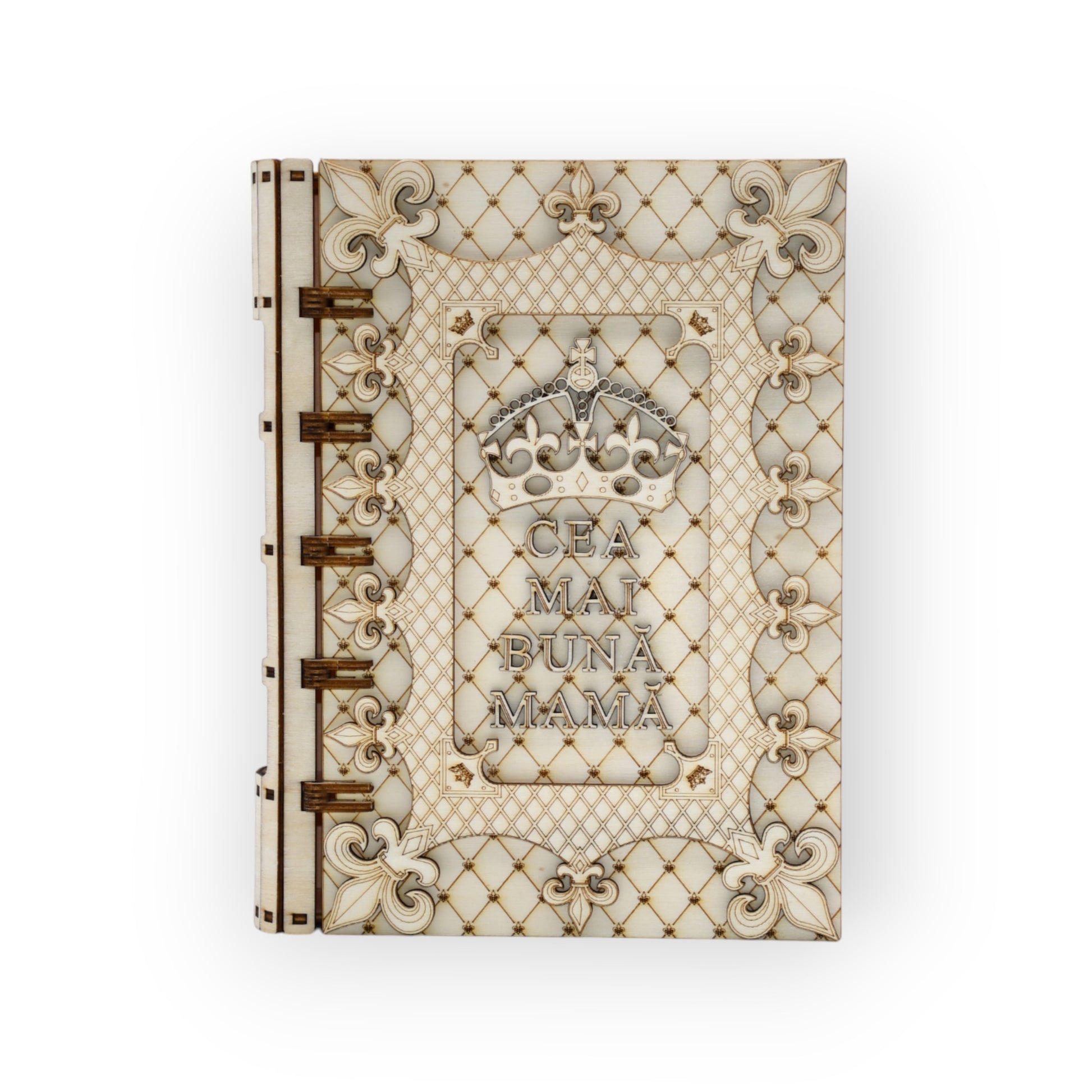 cutie cadou gravată din lemn pentru mama – vedere frontală