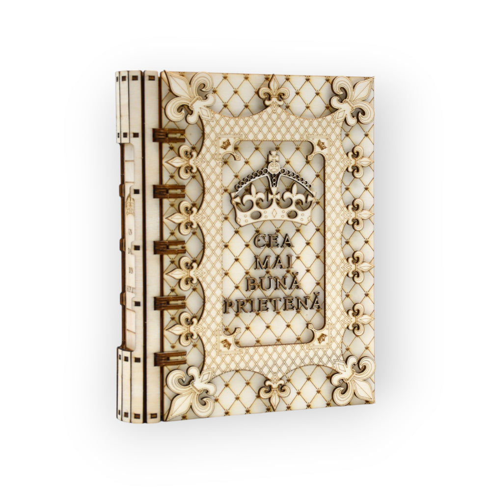 Cutie tip carte gravată laser - Cea mai bună prietenă - vedere frontală