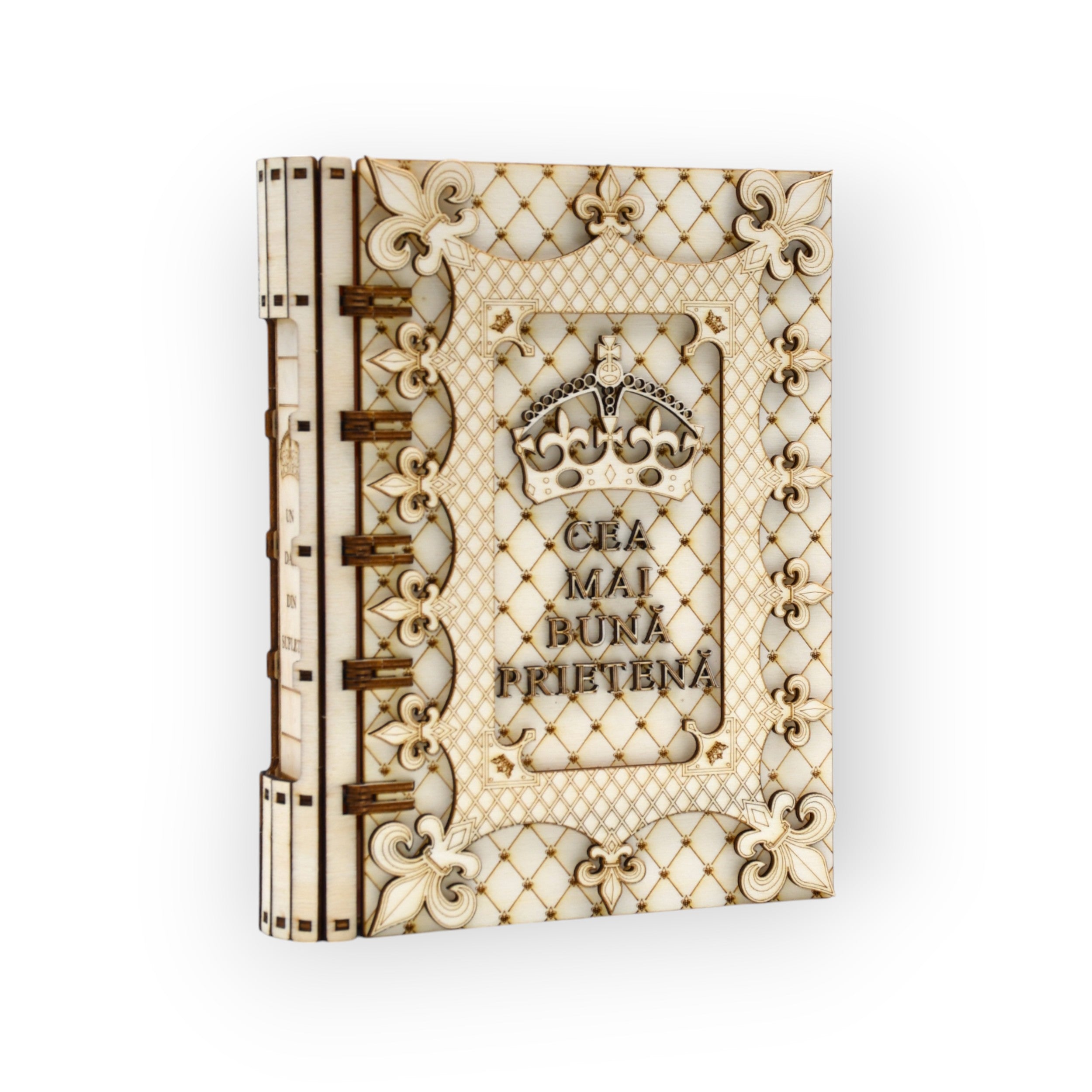 Cutie tip carte gravată laser - Cea mai bună prietenă - vedere frontală