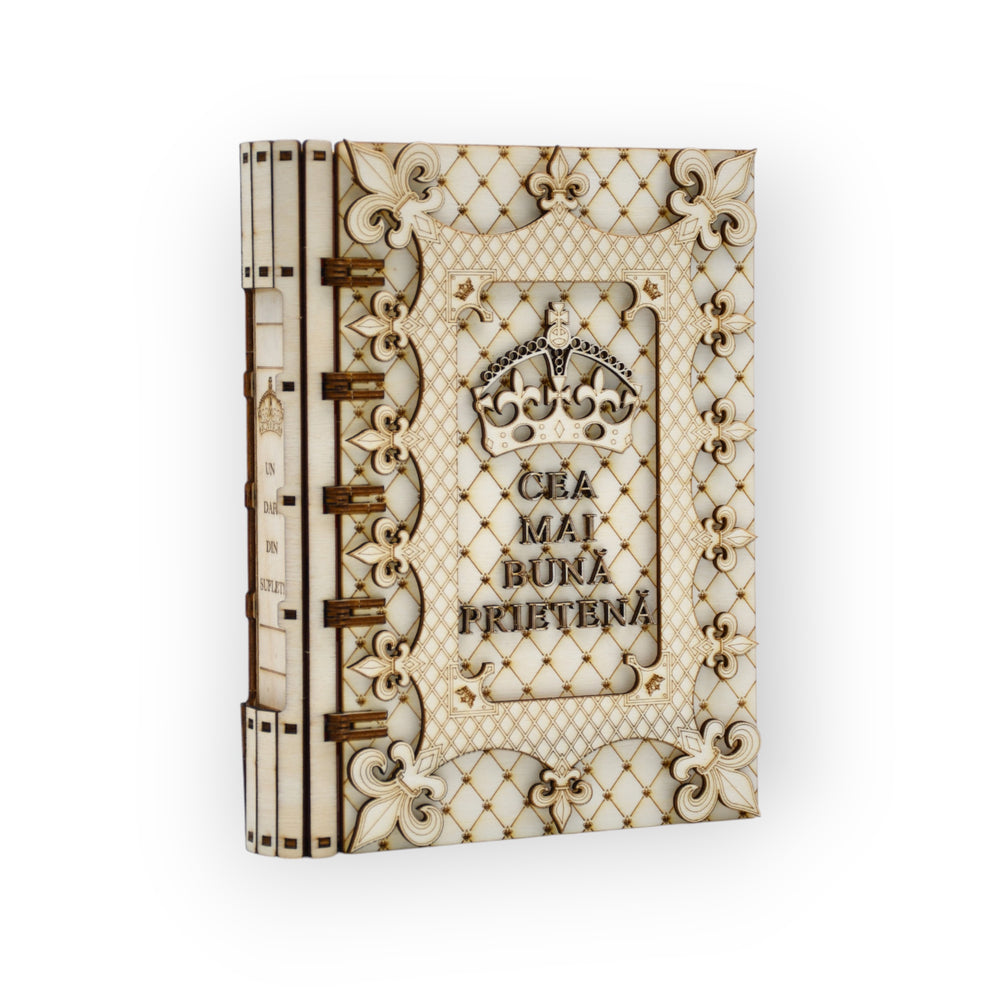 Cutie decorativă din lemn - Cea mai bună prietenă - perspectivă laterală