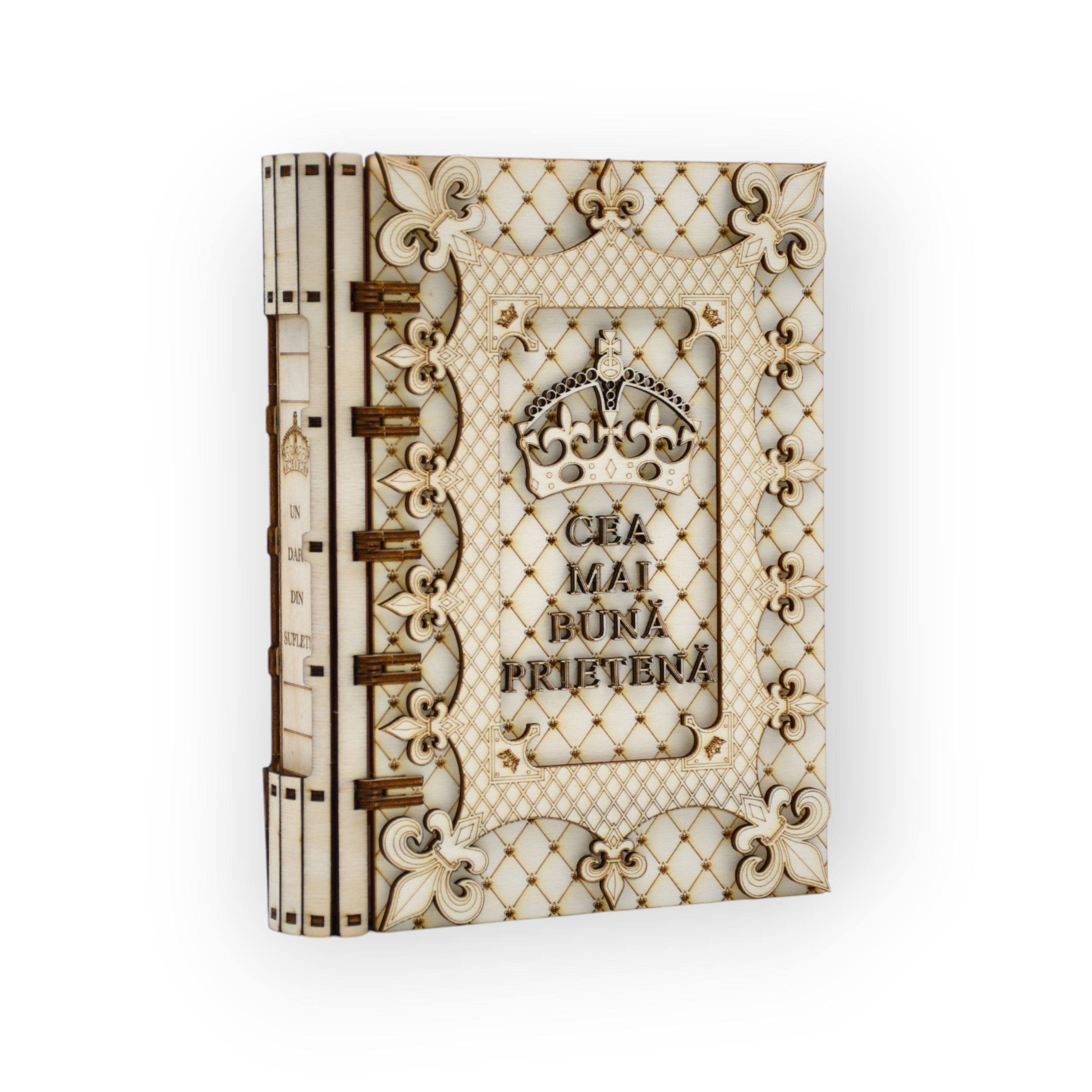 Cutie decorativă din lemn - Cea mai bună prietenă - perspectivă laterală