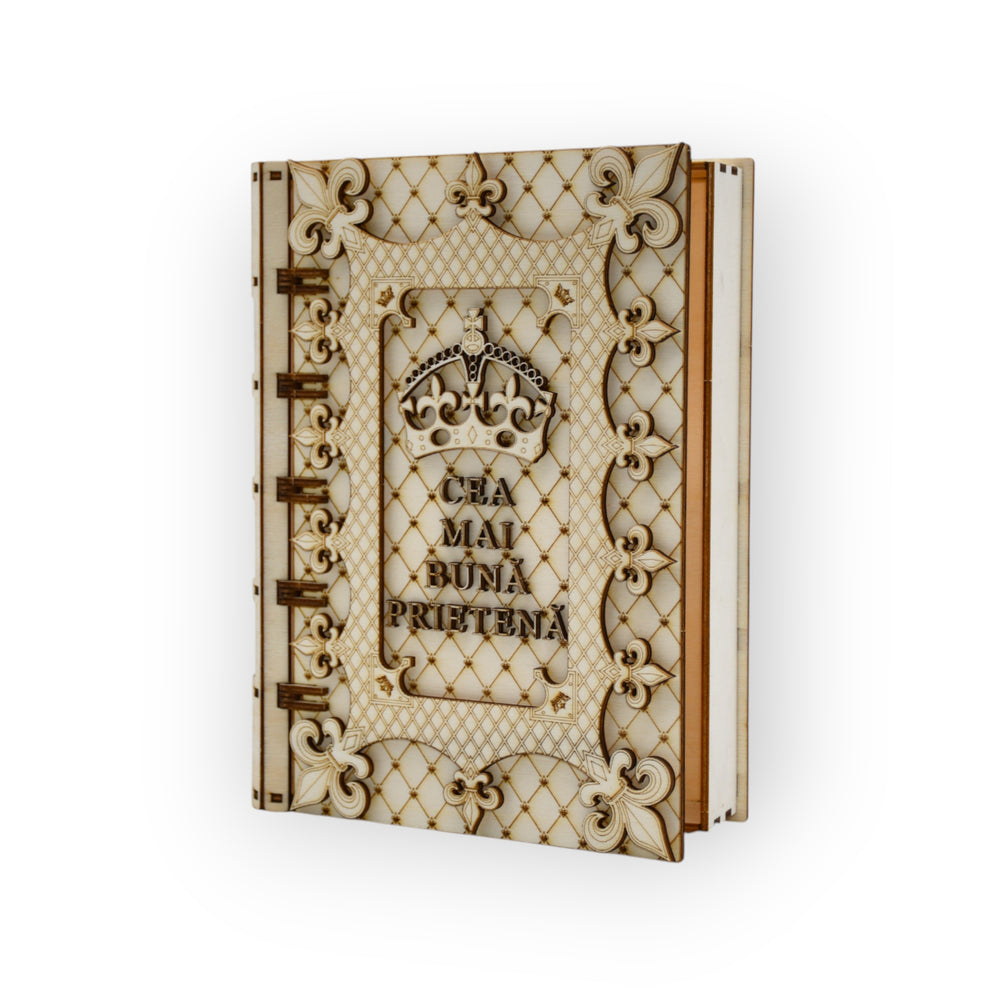 Detalii decupaj 3D cutie lemn - Cea mai bună prietenă