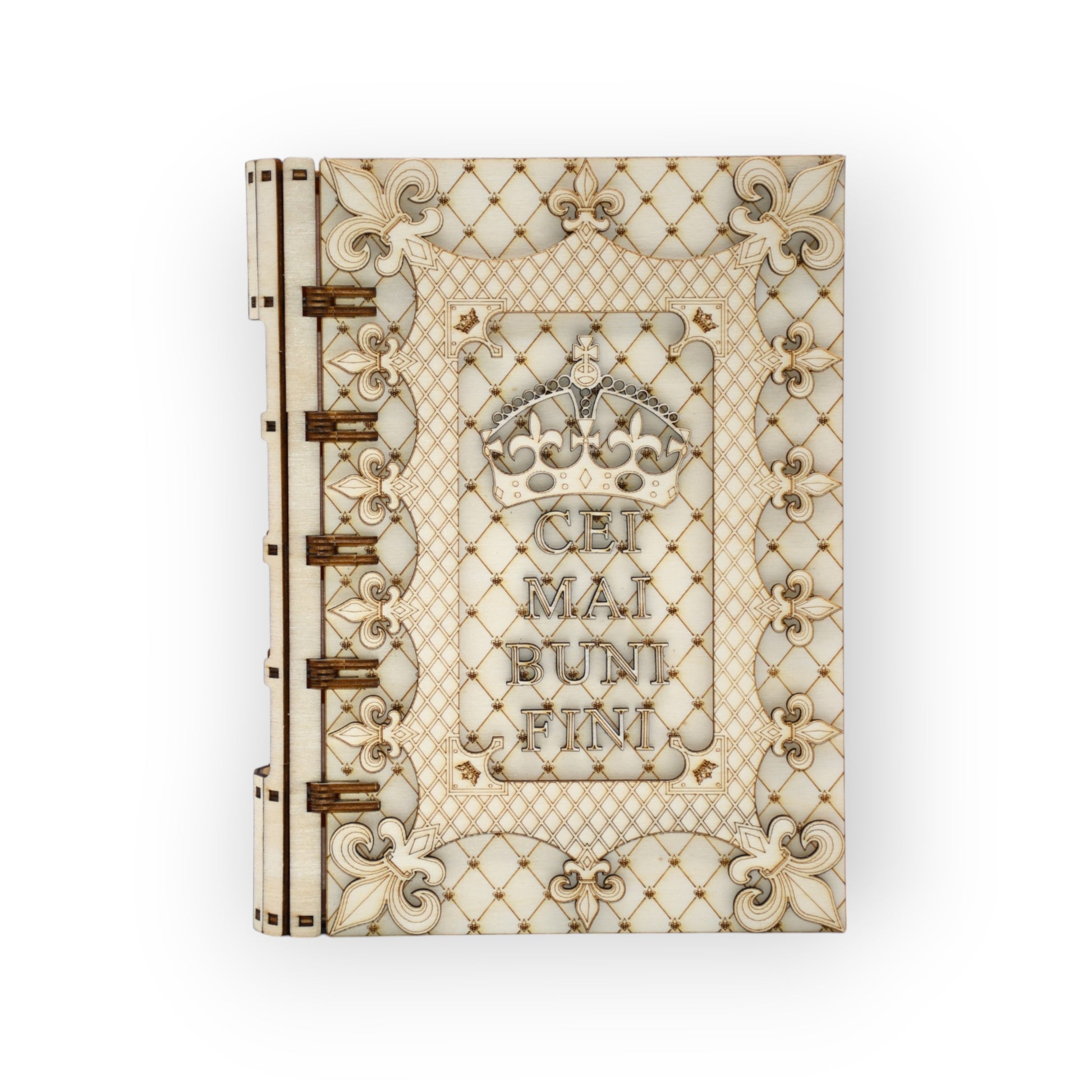 cutie cadou personalizată pentru fini din lemn decorat – vedere frontală