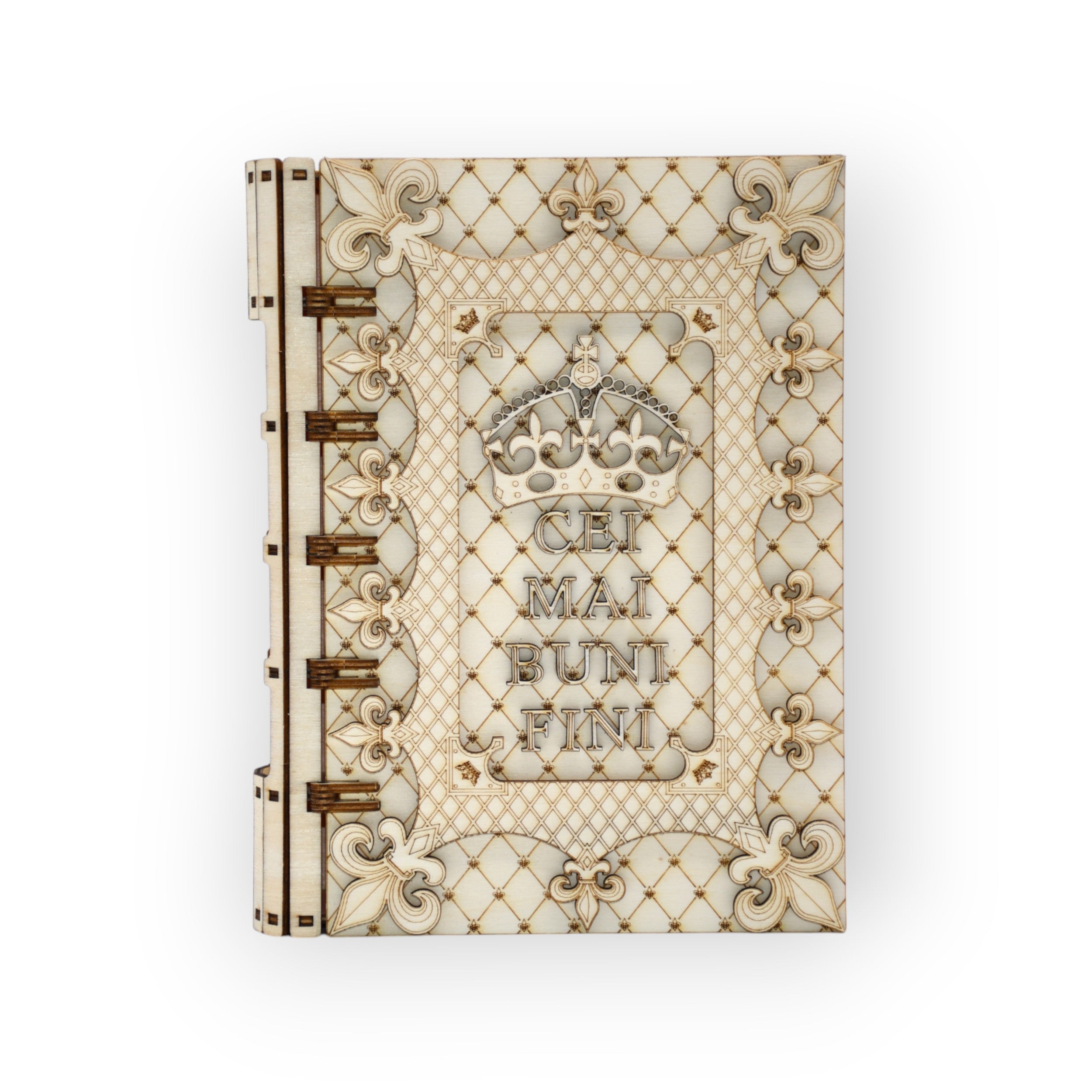 cutie cadou personalizată pentru fini din lemn decorat – vedere frontală