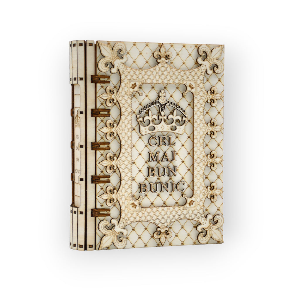 cutie eleganta pentru bunic cu mesaj gravat si capac decorativ
