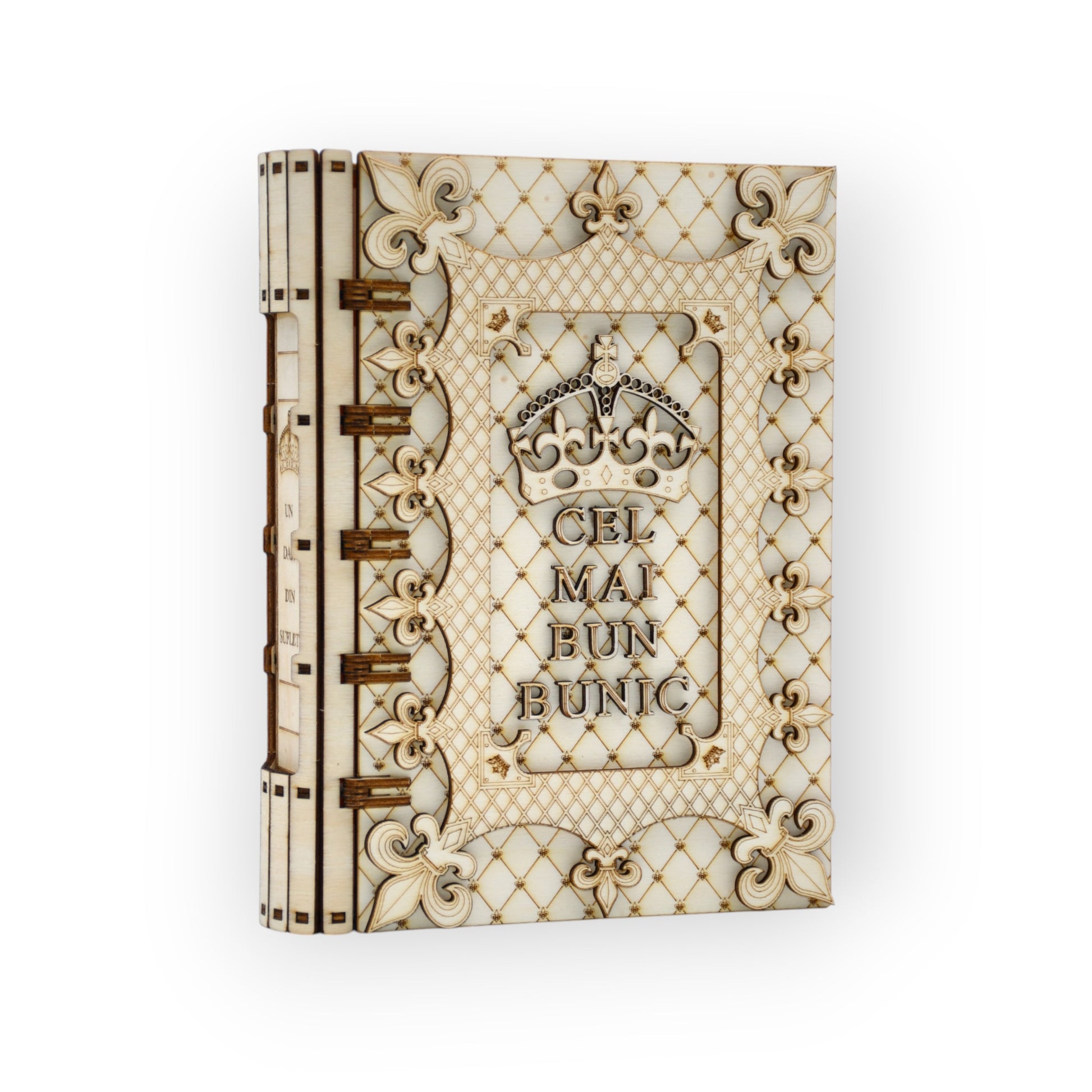 cutie eleganta pentru bunic cu mesaj gravat si capac decorativ
