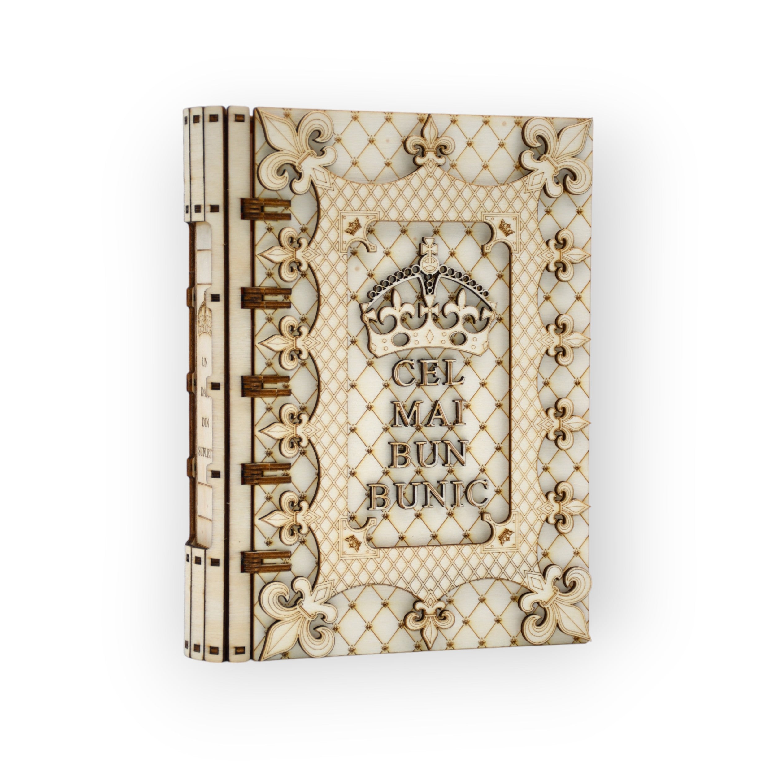 cutie eleganta pentru bunic cu mesaj gravat si capac decorativ
