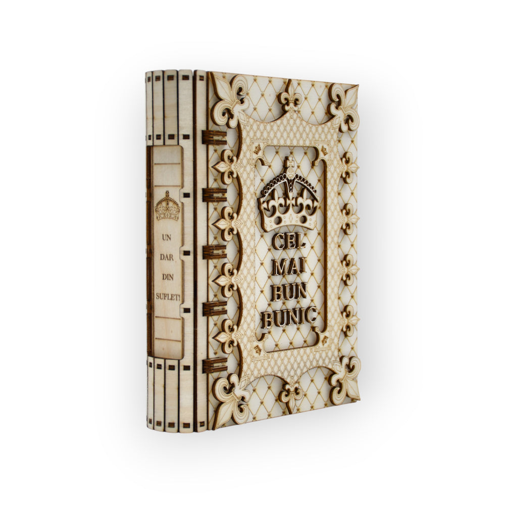 cutie tip carte din lemn pentru cel mai bun bunic – lateral