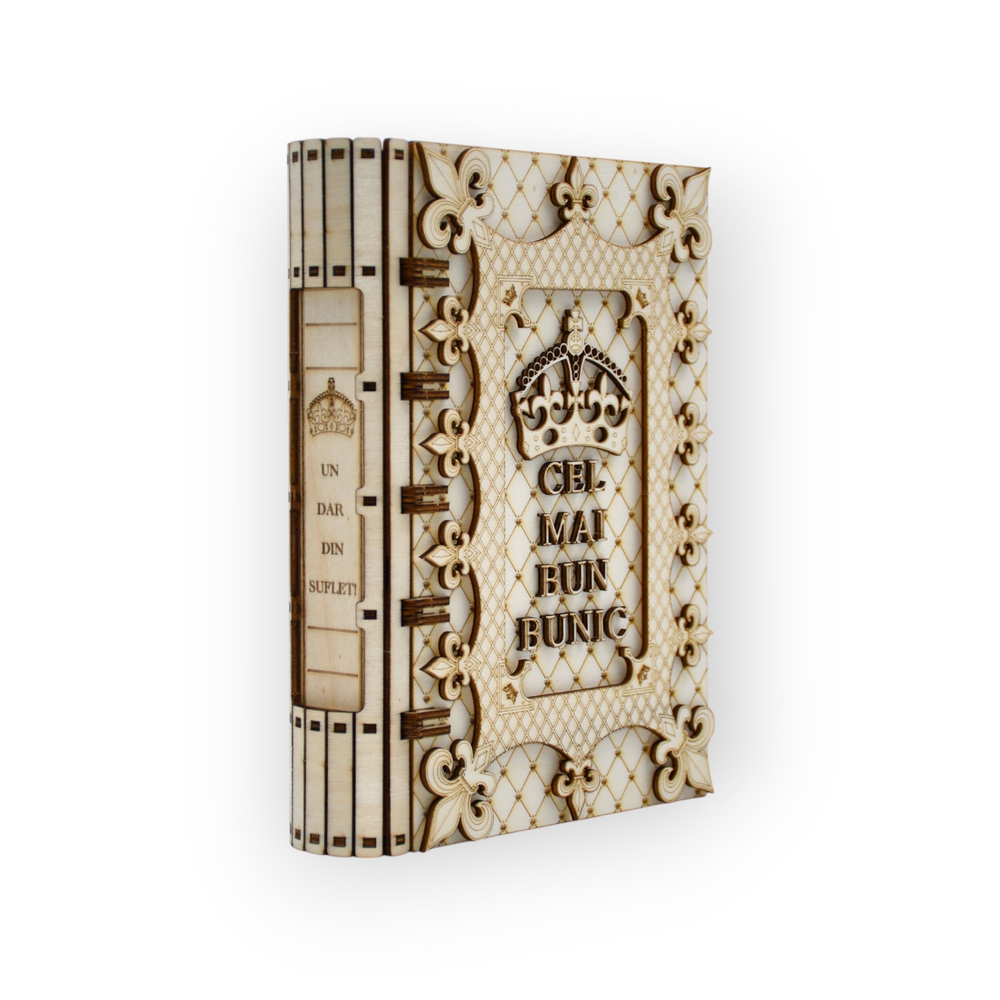 cutie tip carte din lemn pentru cel mai bun bunic – lateral