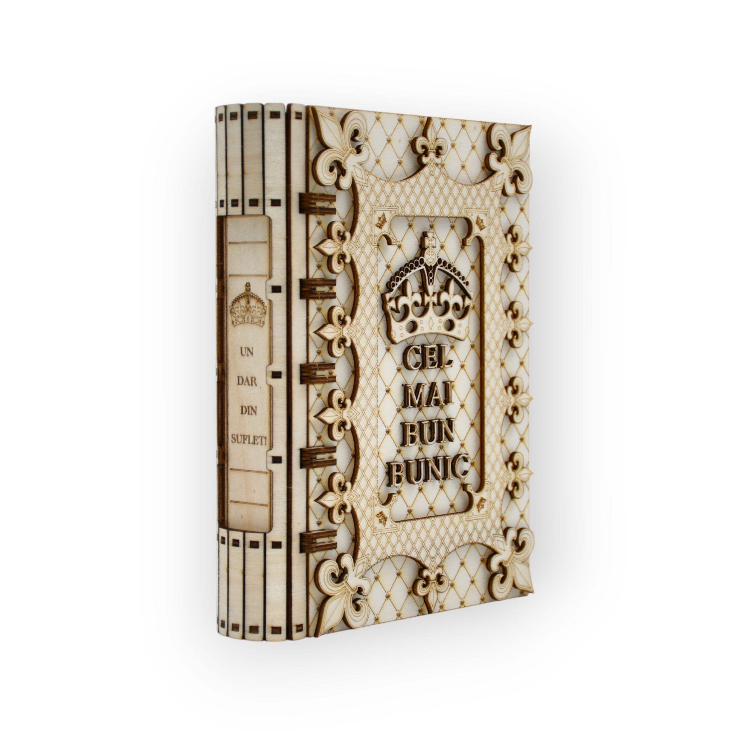 cutie tip carte din lemn pentru cel mai bun bunic – lateral