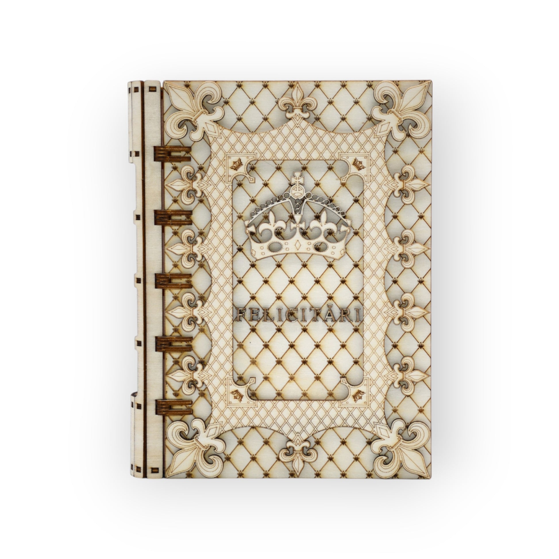 cutie cadou felicitari tip carte gravata in lemn cu model elegant

