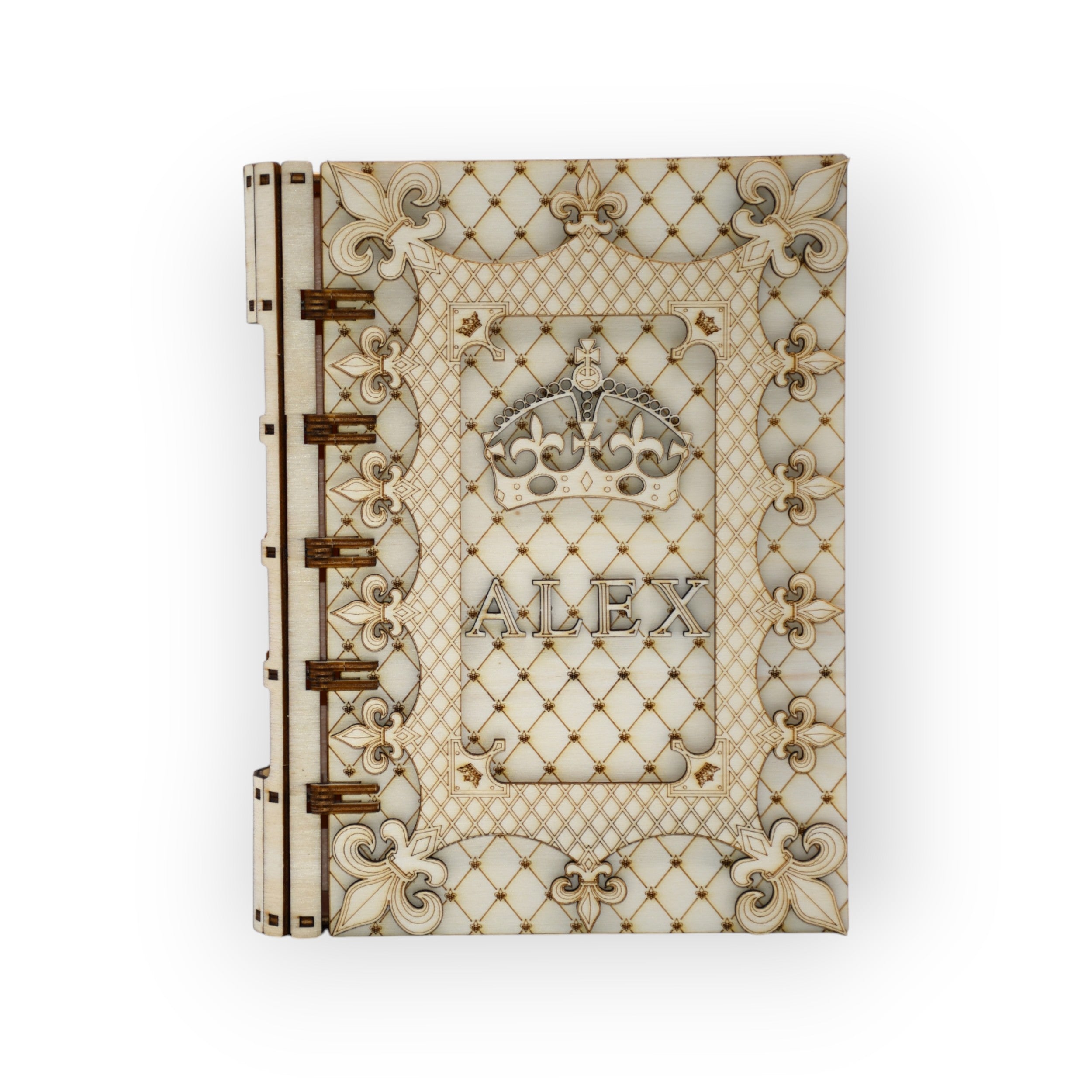cutie cadou personalizată ALEX în stil regal, din lemn gravat
