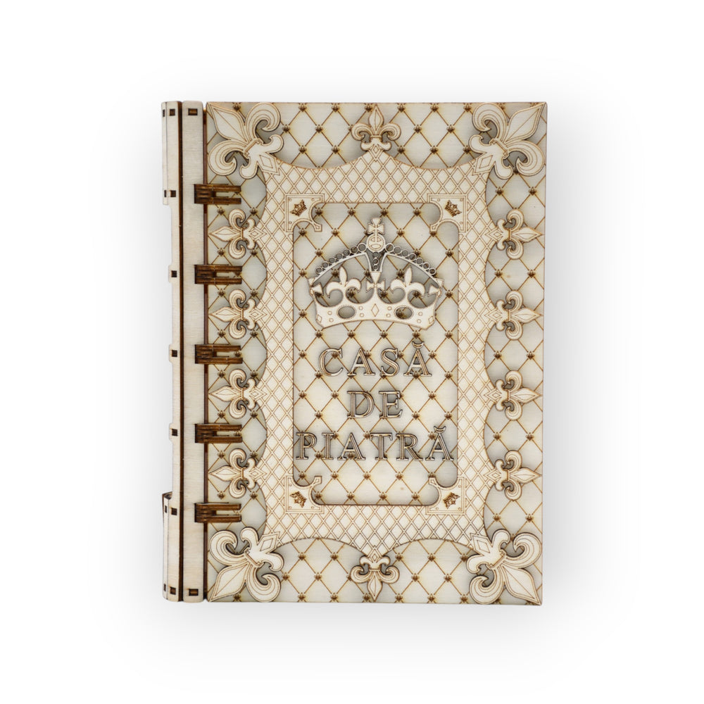 cutie cadou casa de piatra model carte gravura laser eleganta