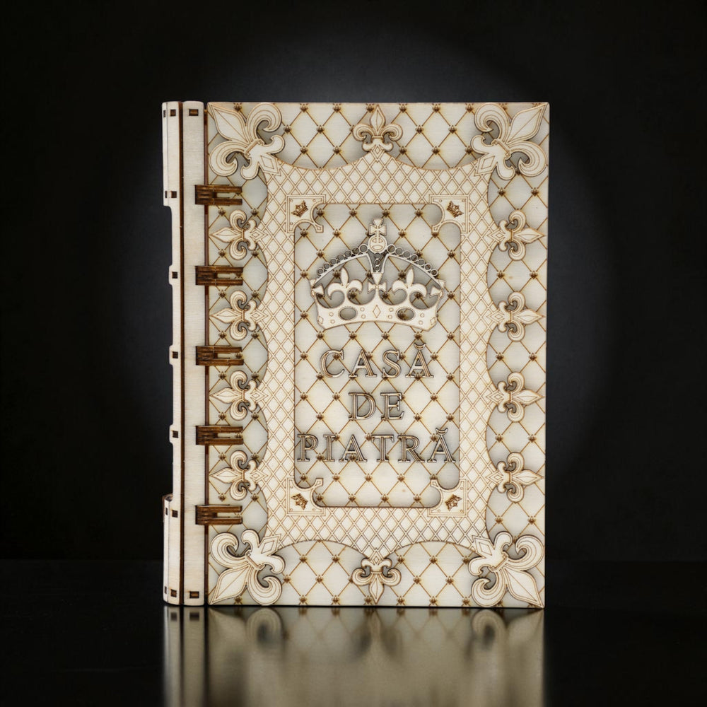 cutie cadou casa de piatra model carte gravura laser eleganta