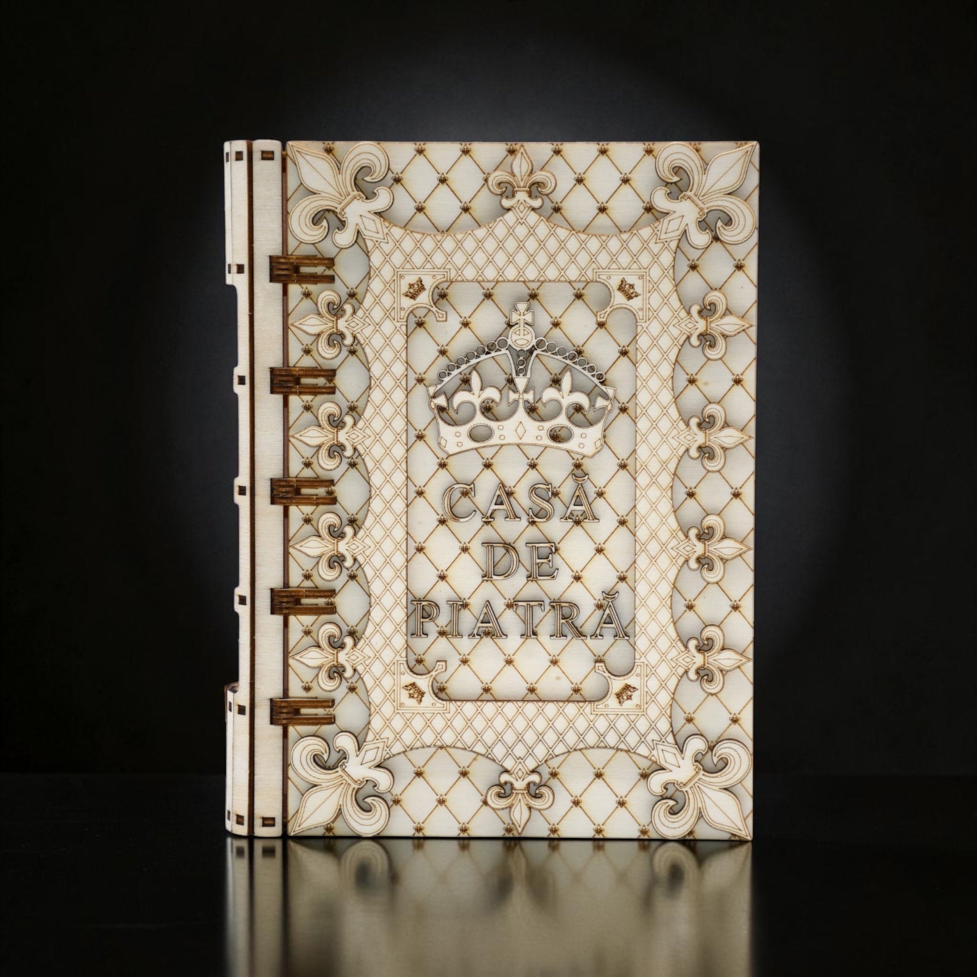 cutie cadou casa de piatra model carte gravura laser eleganta