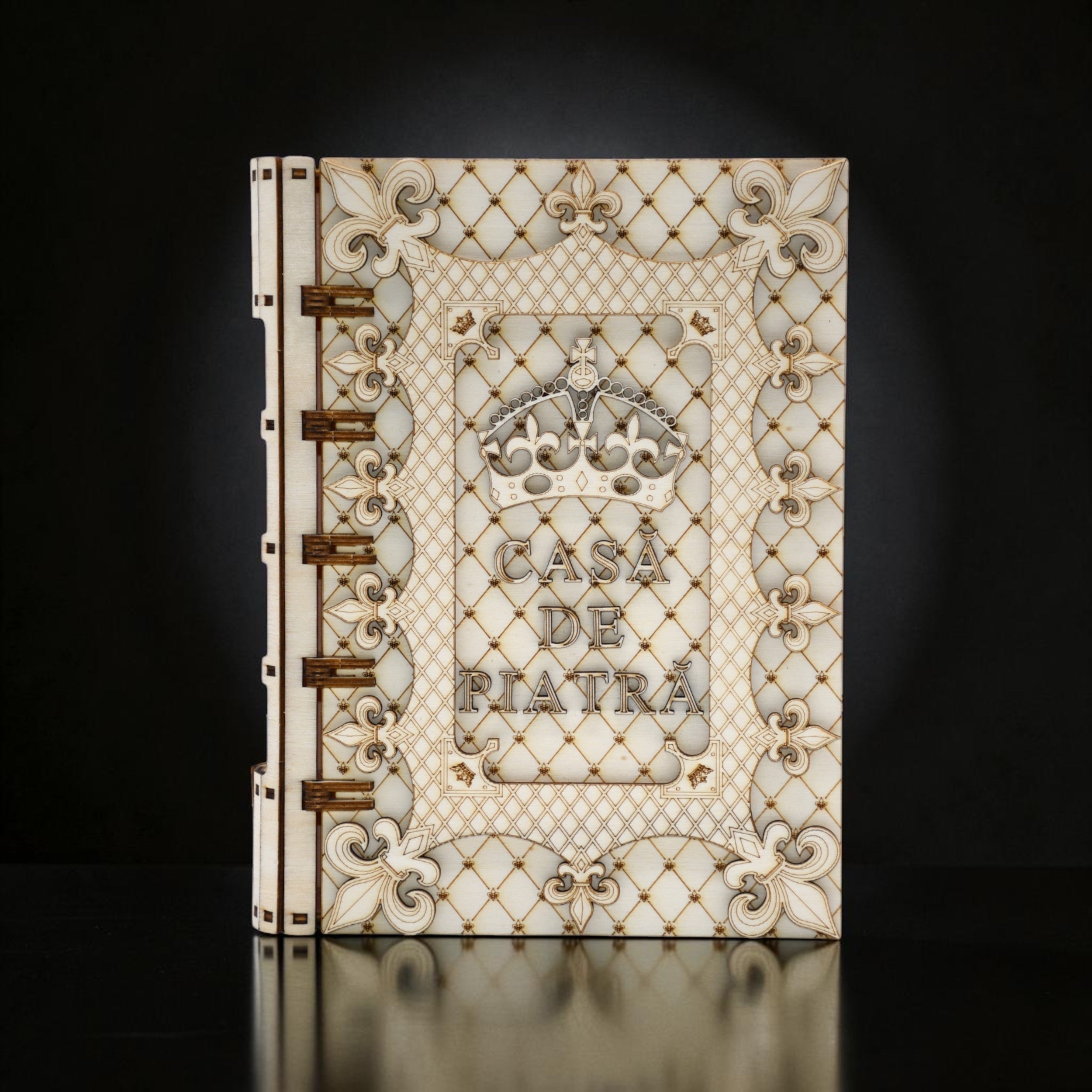 cutie cadou casa de piatra model carte gravura laser eleganta