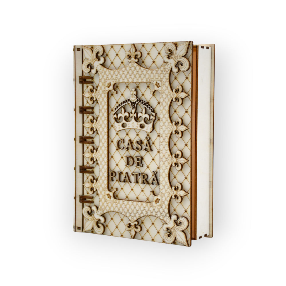 cadou nunta cutie casa de piatra lemn plop personalizat