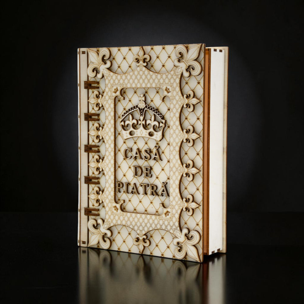 cadou nunta cutie casa de piatra lemn plop personalizat