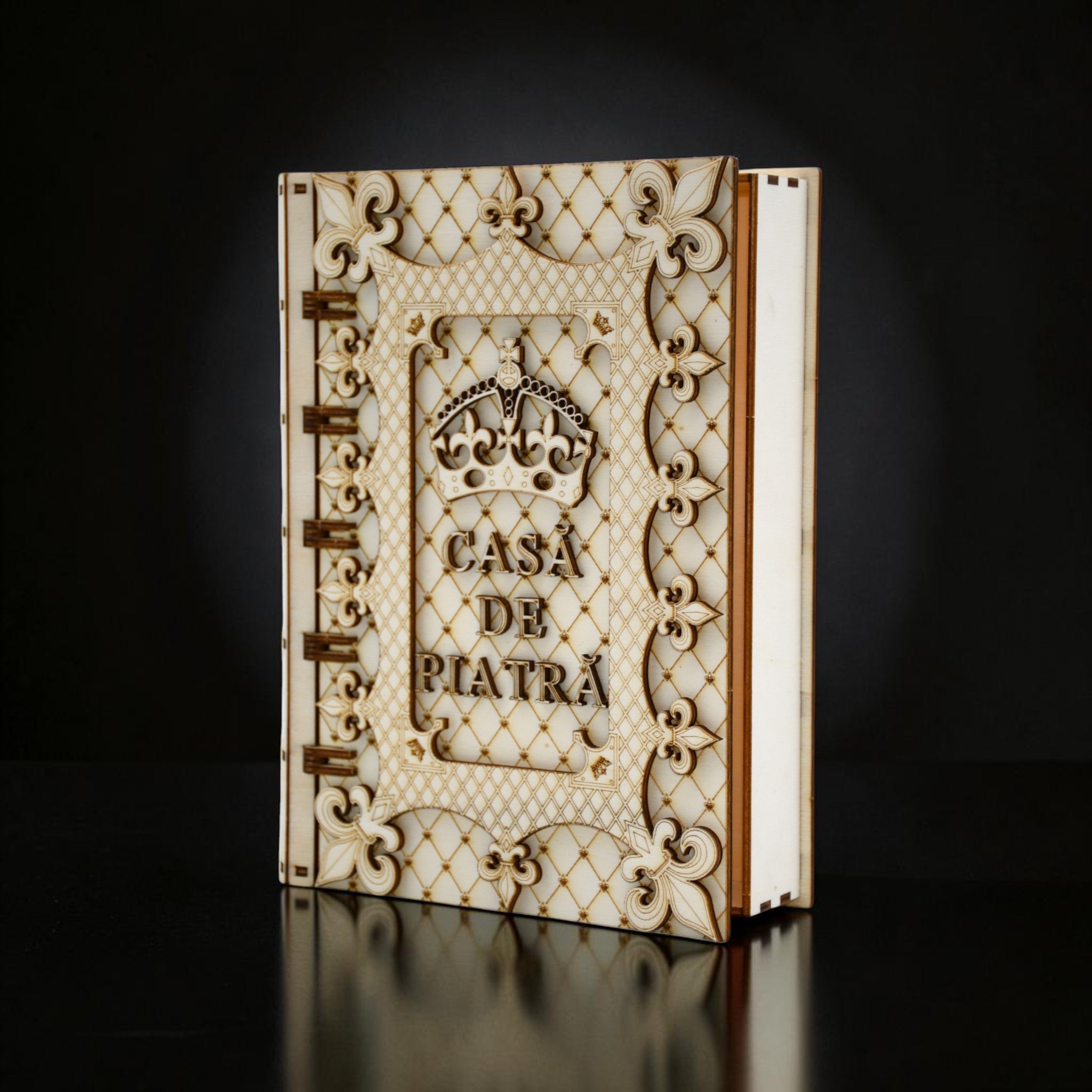 cadou nunta cutie casa de piatra lemn plop personalizat