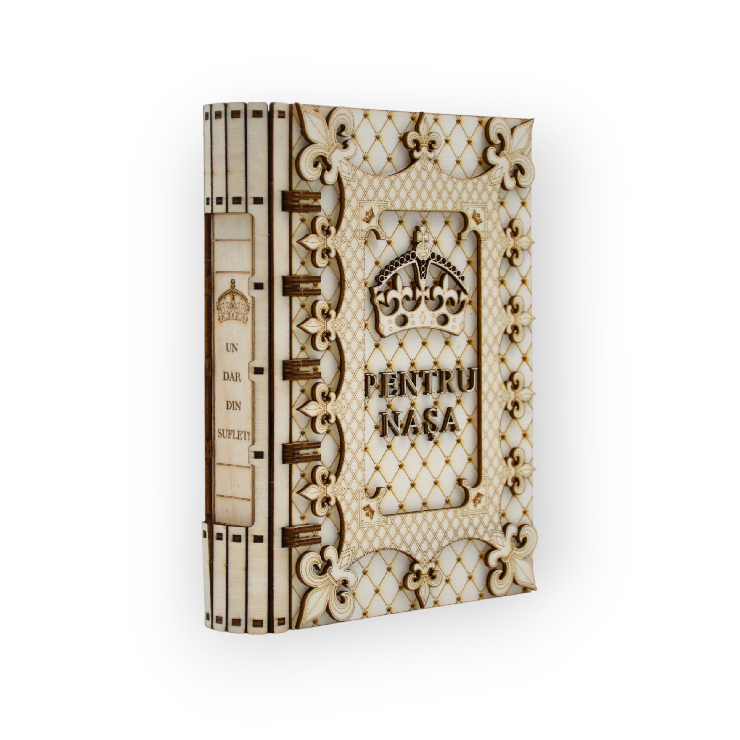 cutie decorativă “pentru nașa” cu detalii gravate