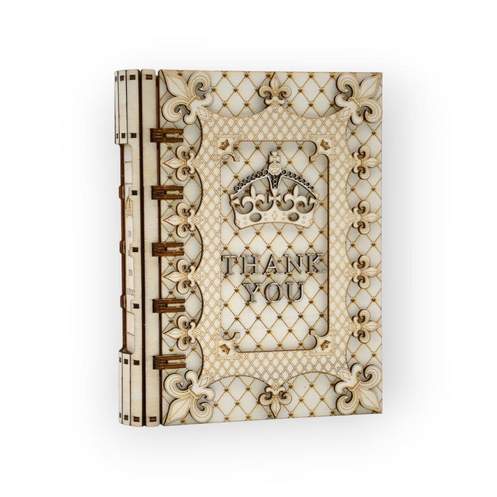 cutie thank you decorativa cu detalii florale sculptate