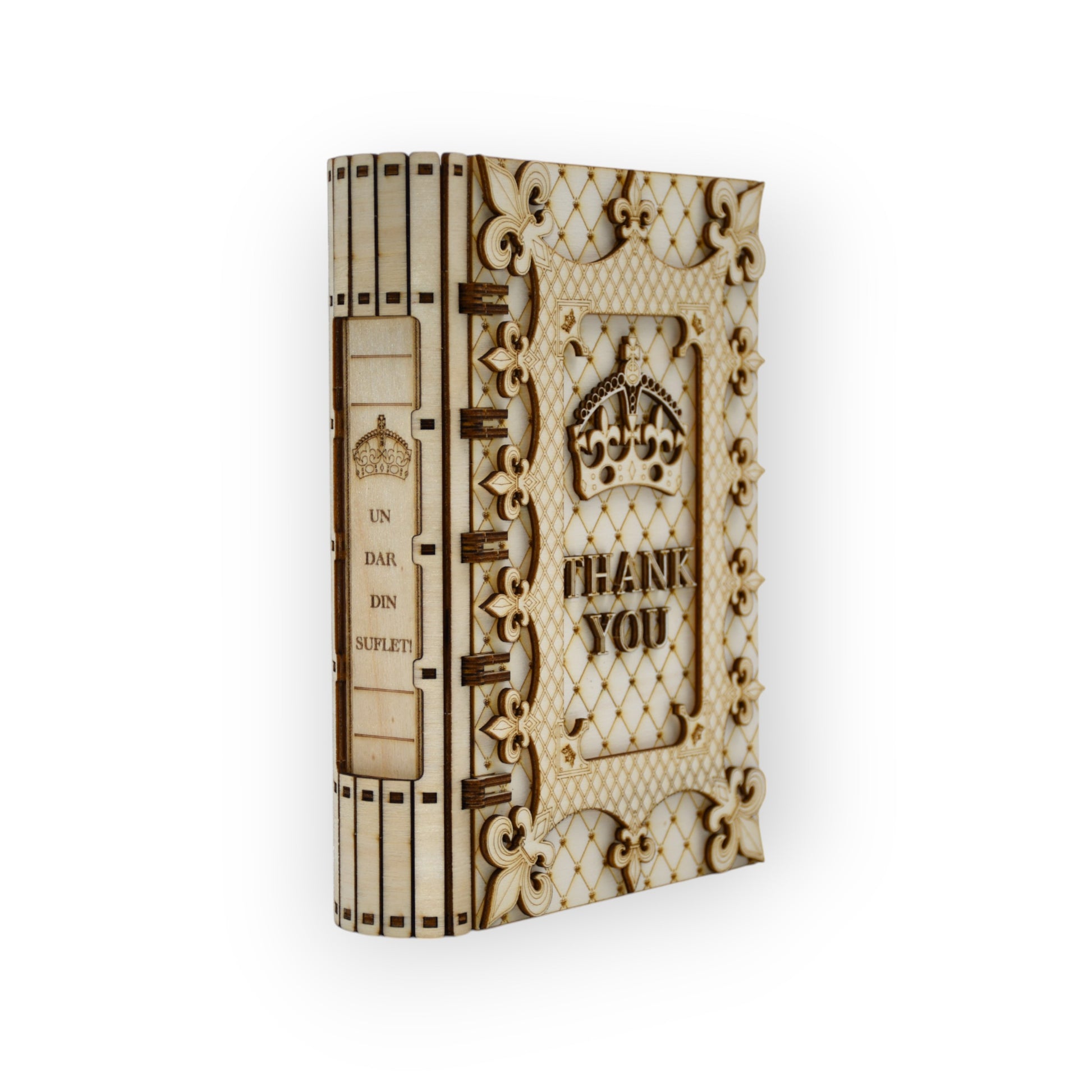 cutie cadou gravata laser cu mesaj de multumire in engleza