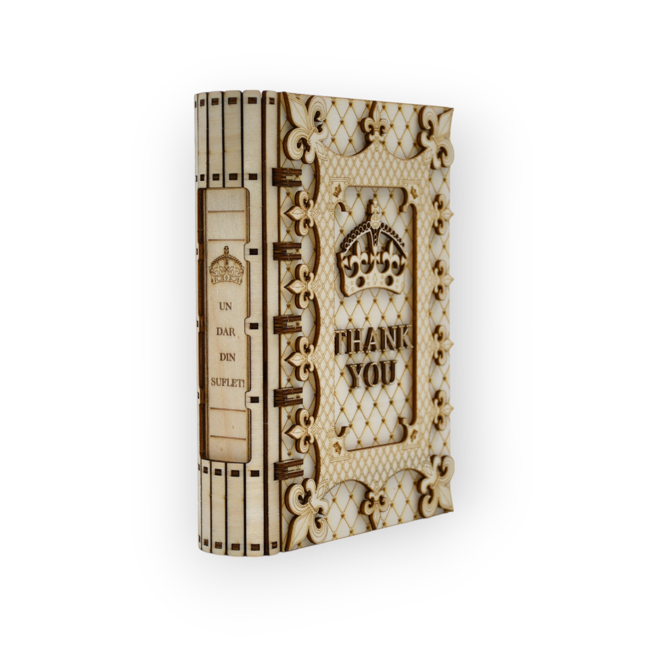 cutie cadou gravata laser cu mesaj de multumire in engleza