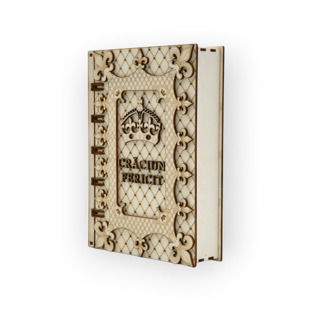 cutie decorativă Crăciun – vedere laterală cu detalii 3D