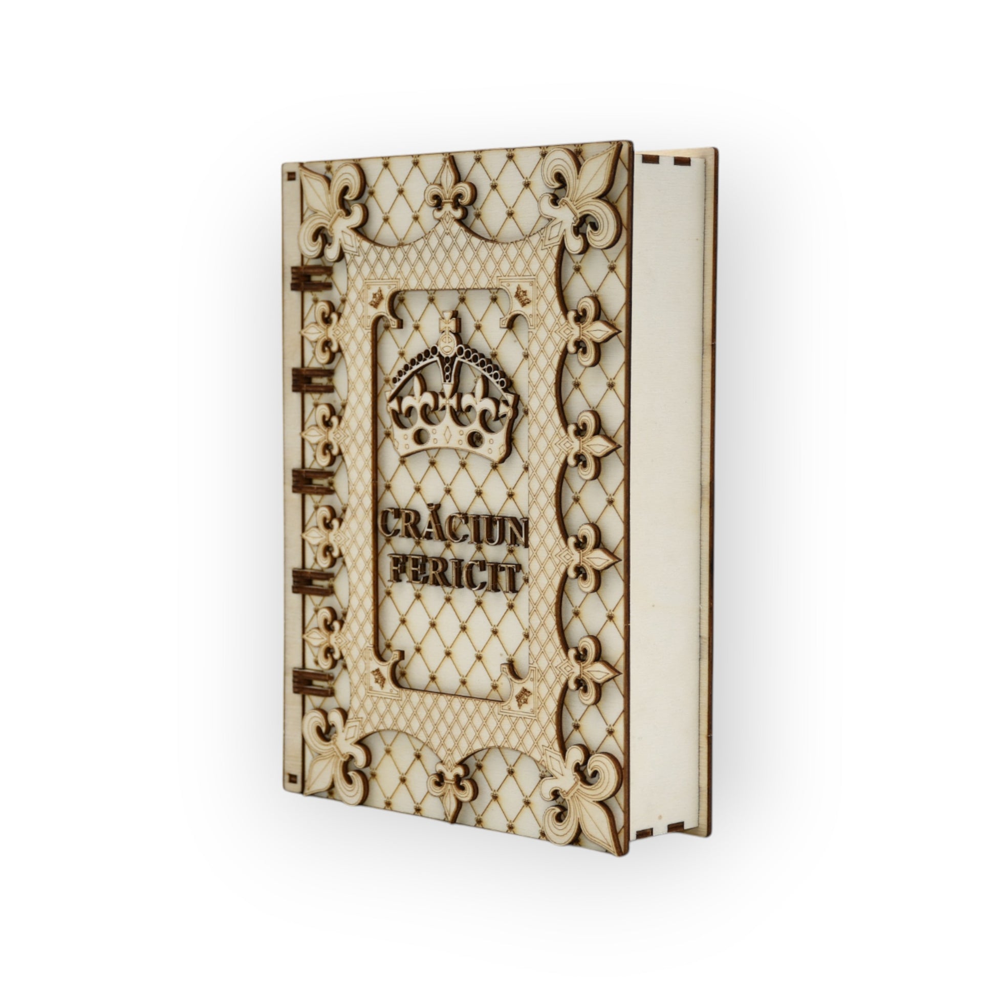 cutie decorativă Crăciun – vedere laterală cu detalii 3D