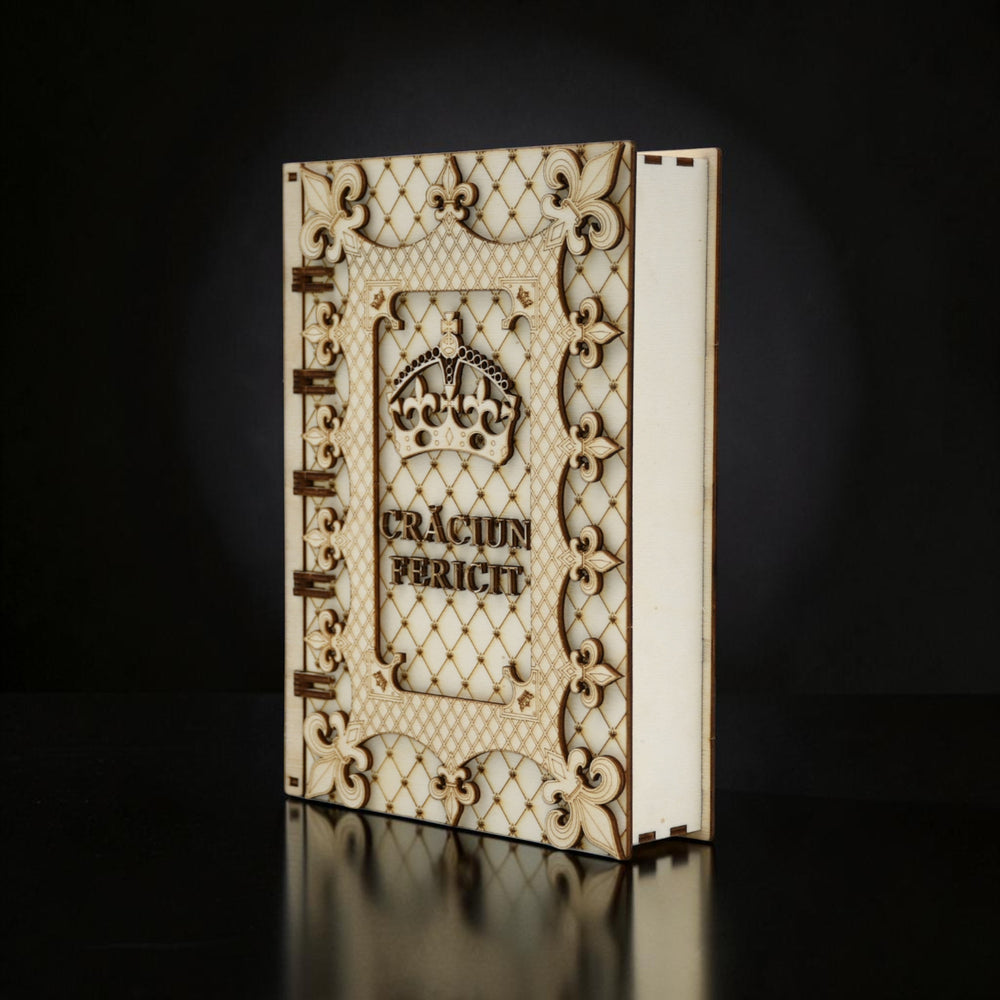 cutie decorativă Crăciun – vedere laterală cu detalii 3D