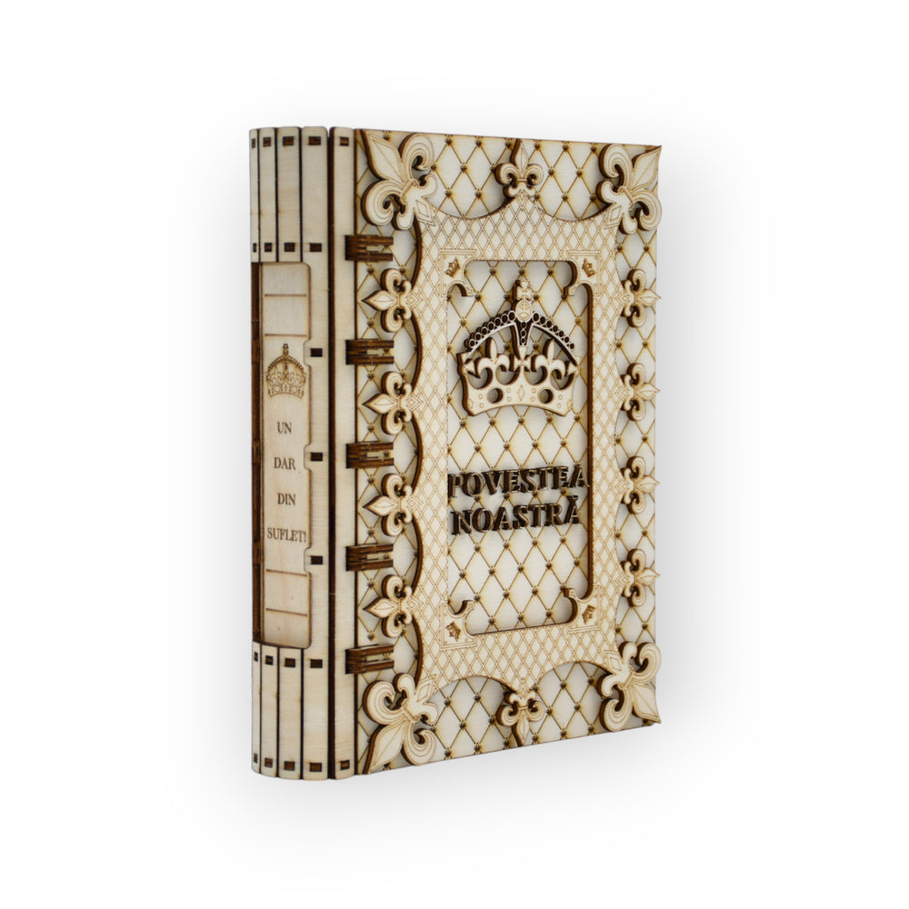 cutie tip carte decorativa gravata laser cu mesaj romantic pentru cuplu

