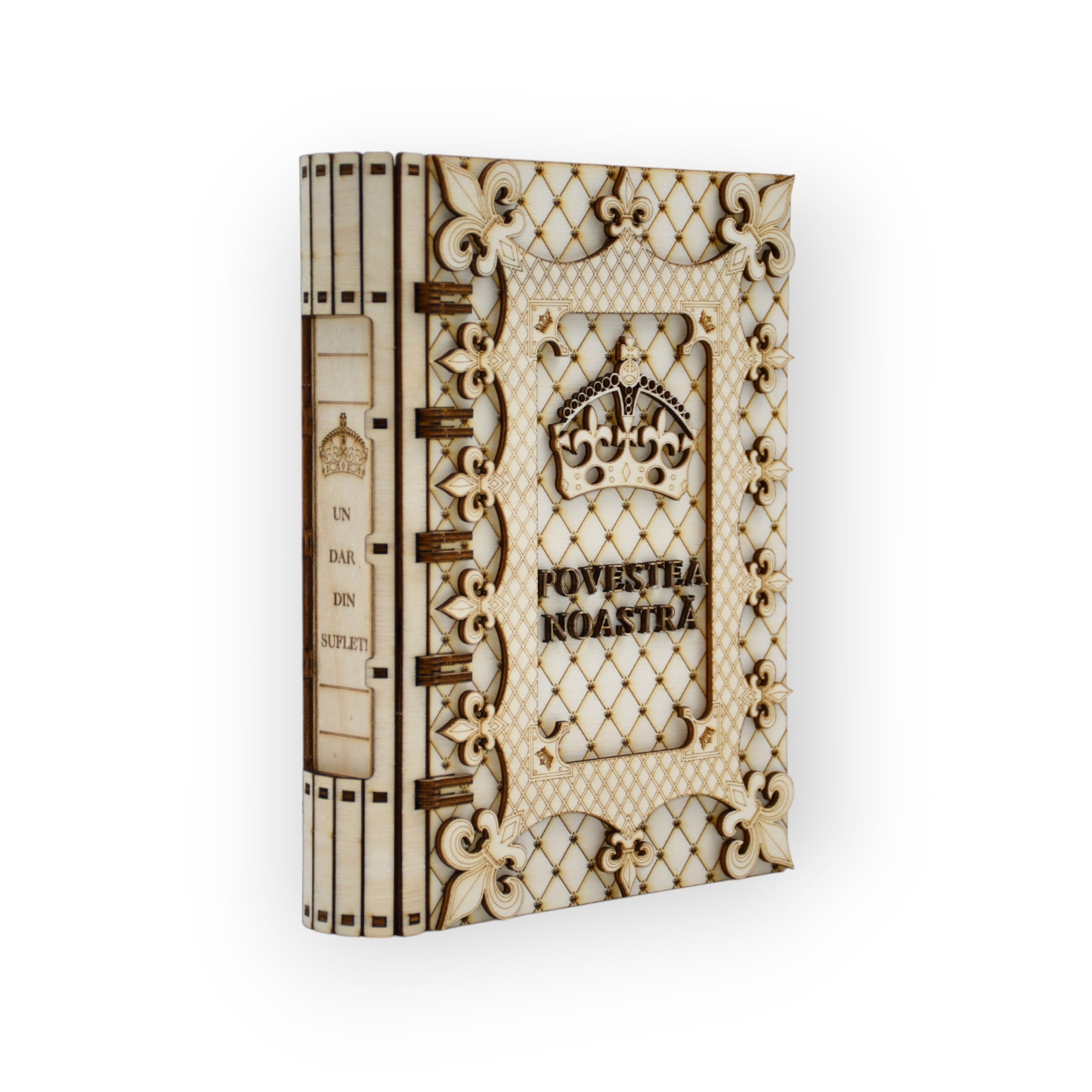 cutie tip carte decorativa gravata laser cu mesaj romantic pentru cuplu

