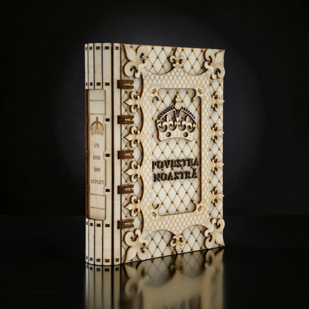 cutie tip carte decorativa gravata laser cu mesaj romantic pentru cuplu