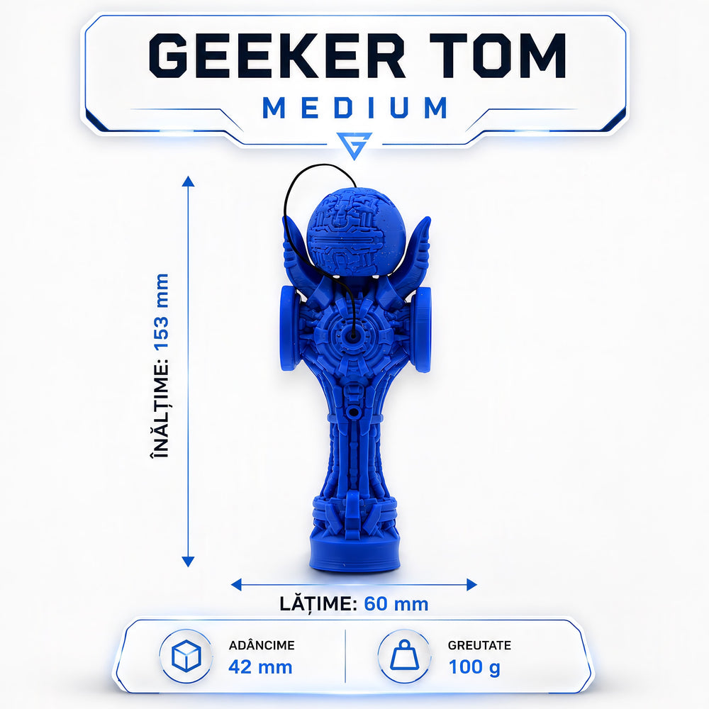 Skill toy albastru Tom GO Geeker TOM Angel din PLA+ cu design futurist, cupe laterale și detalii mecanice 3D