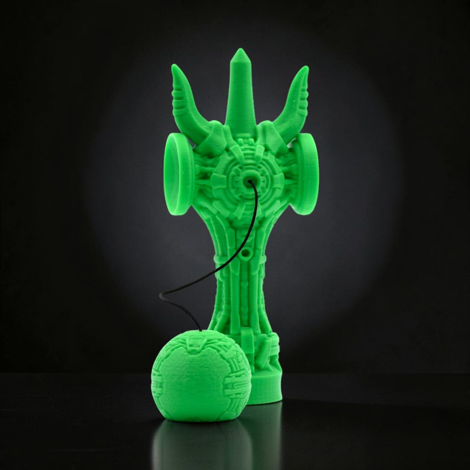 Skill toy verde Tom GO Geeker TOM Angel din PLA+ cu design futurist, printat 3D, cu cupe laterale pentru trick-uri