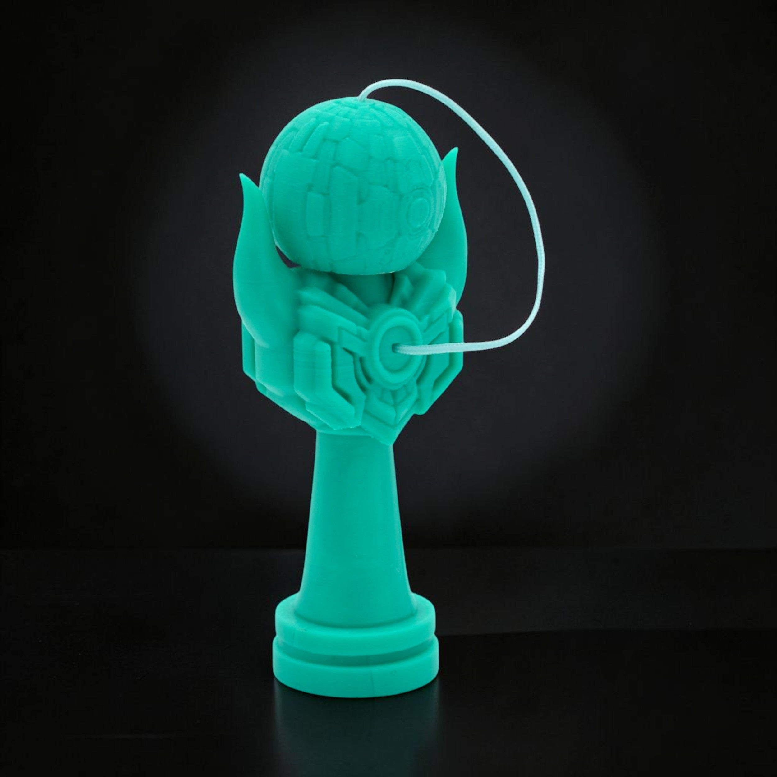 Kendama Geeker Iron S, turcoaz, din plastic, cu design futurist, de la Tom GO